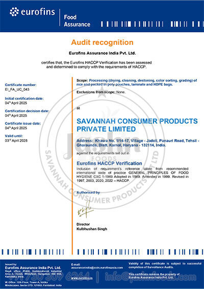 HACCP Certification Jashn Foods